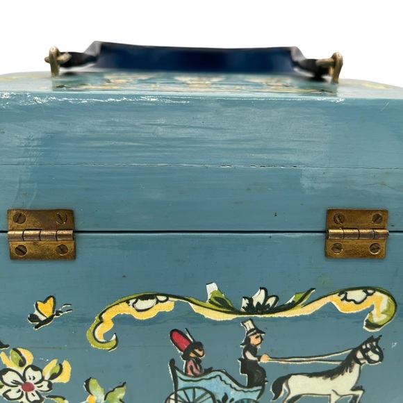 Vintage 1960's Decoupage Hand-Painted Wooden Purse - Picture 5 of 15